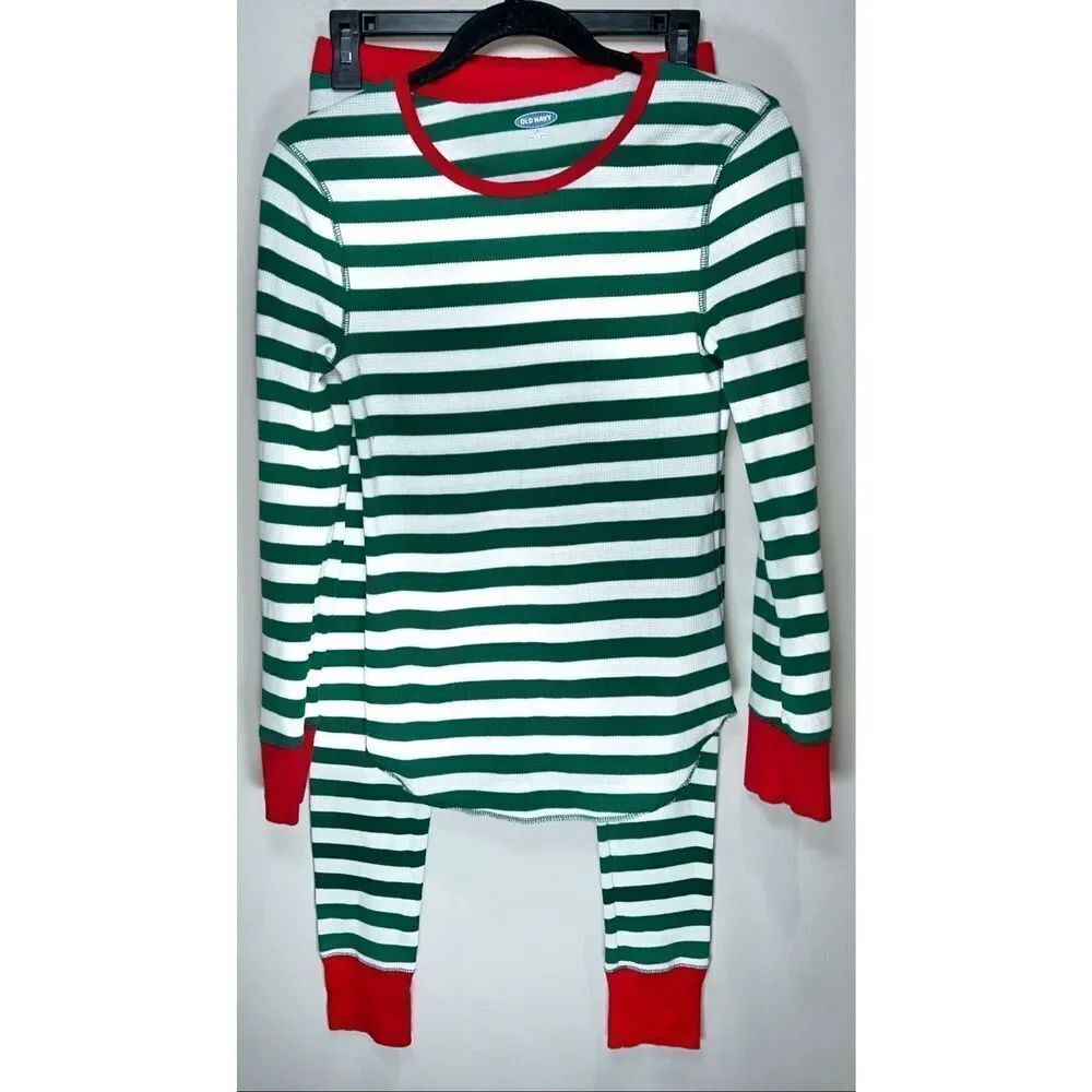 Old Navy green striped pajama set size small / medium